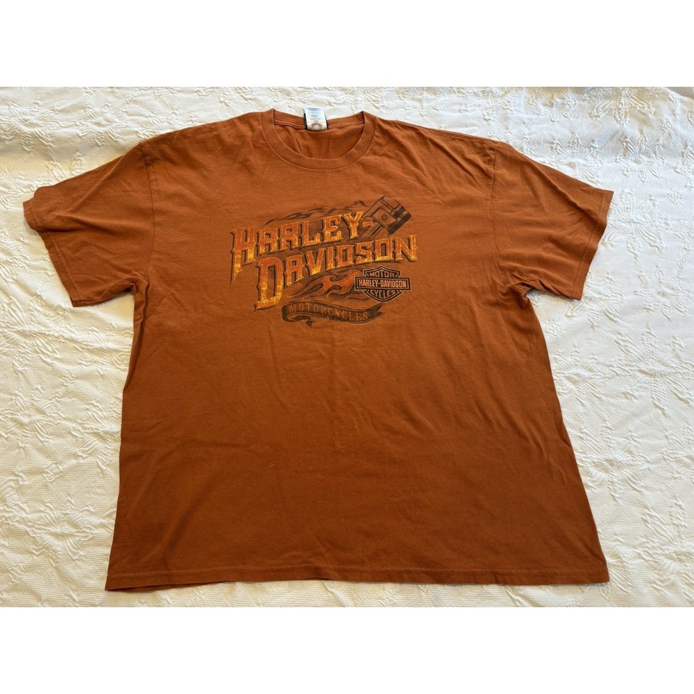 Harley Davidson Baer Sport Center Honesdale, PA 2XL Mens‎ Orange T Shirt Cotton